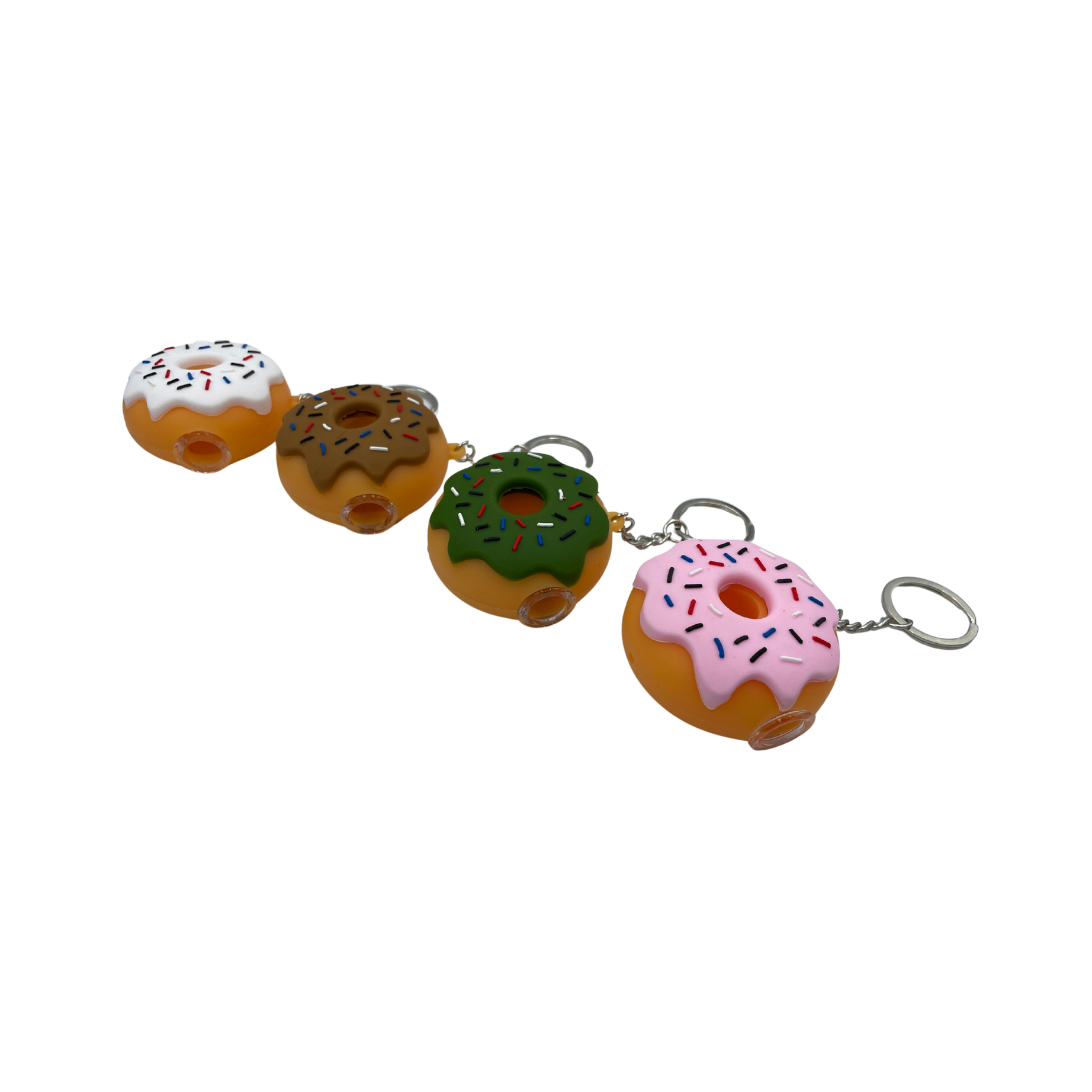 Silicone 2.25" Donut Hand Pipe on Keychain (4-Pack)