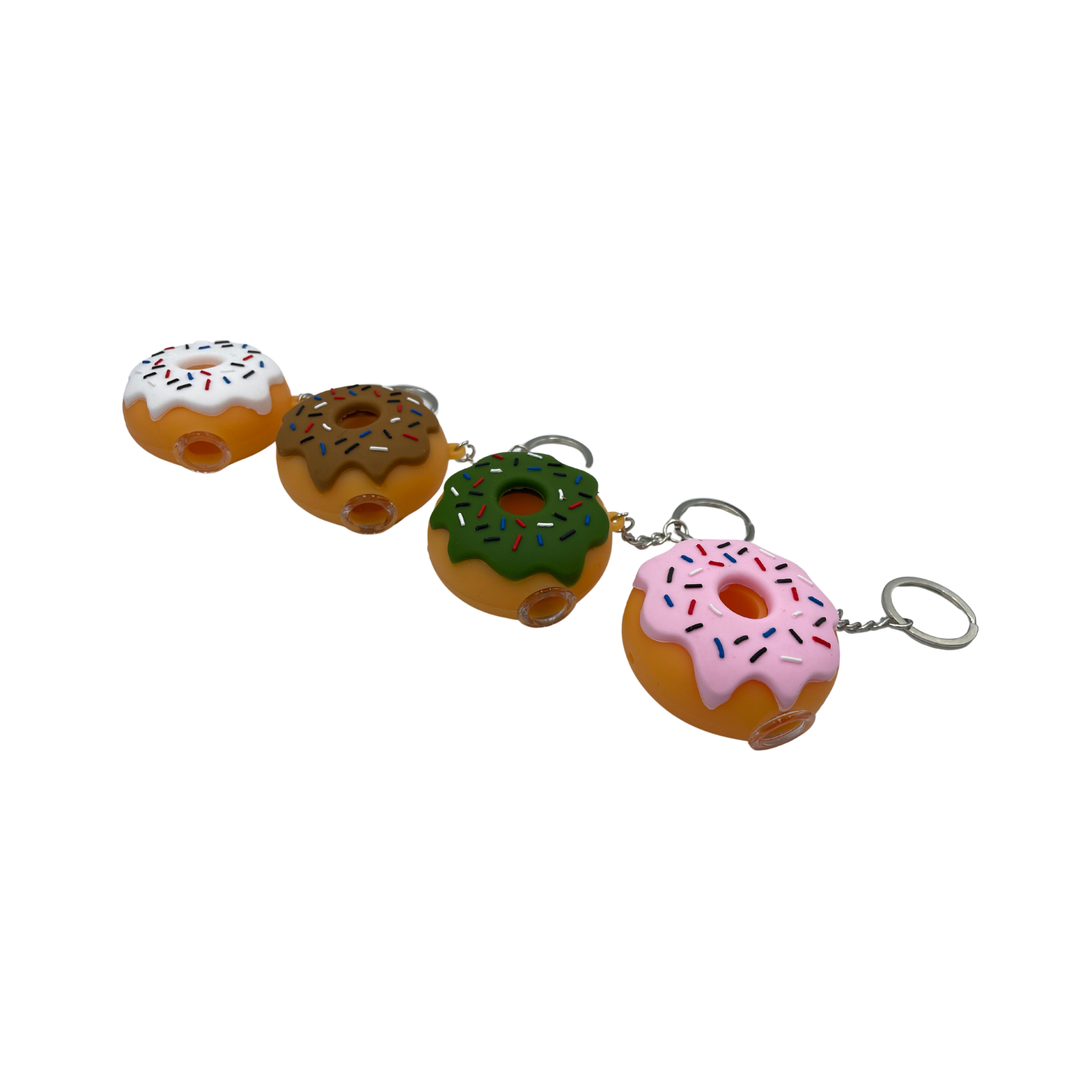 Silicone 2.25" Donut Hand Pipe on Keychain (4-Pack)