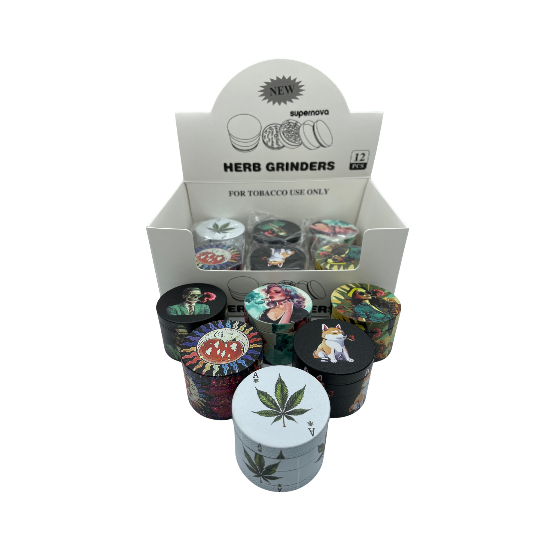 50mm 4-Piece Metal Grinders (12-Pack)